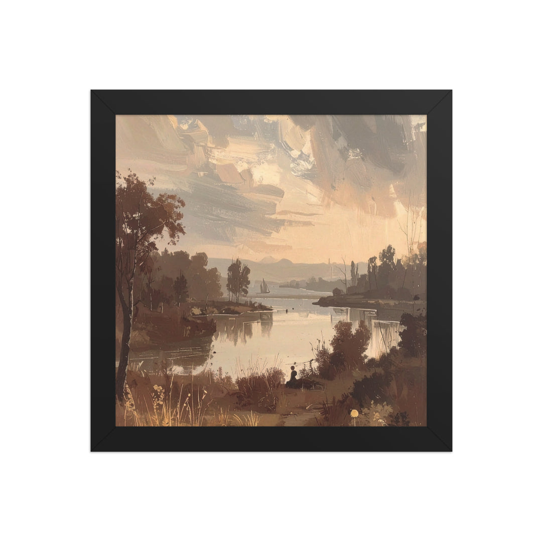 serene lake sunset landscape print