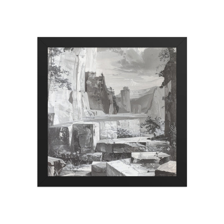 rock formation wall art framed black white