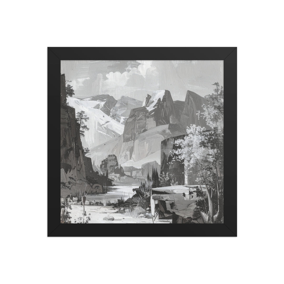 minimalist nature wall art mountain scene framed