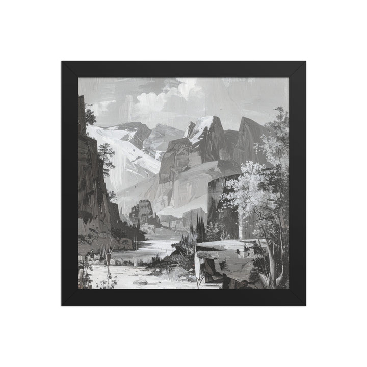 minimalist nature wall art mountain scene framed