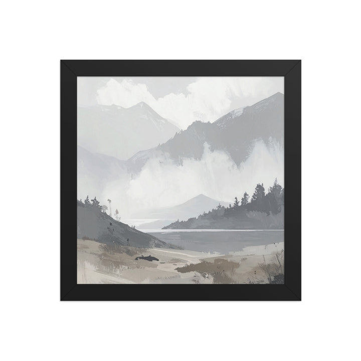 Lake and mountain wall art neutral tones