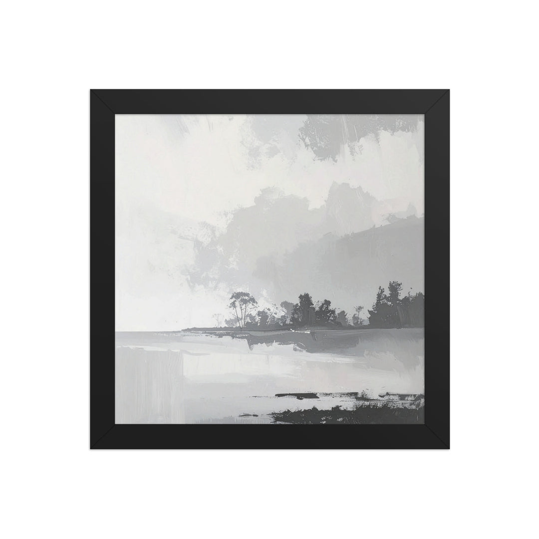 framed minimalist nature wall art lake landscape grey tones