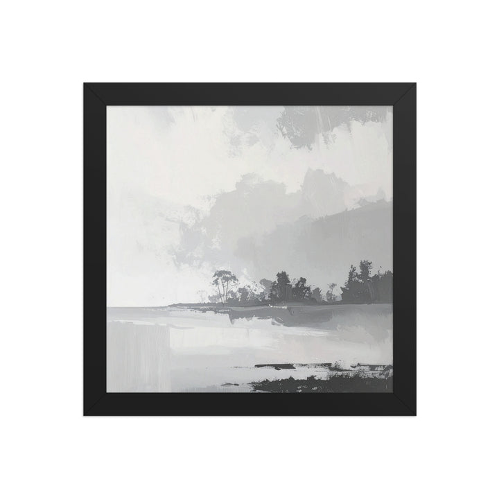 framed minimalist nature wall art lake landscape grey tones