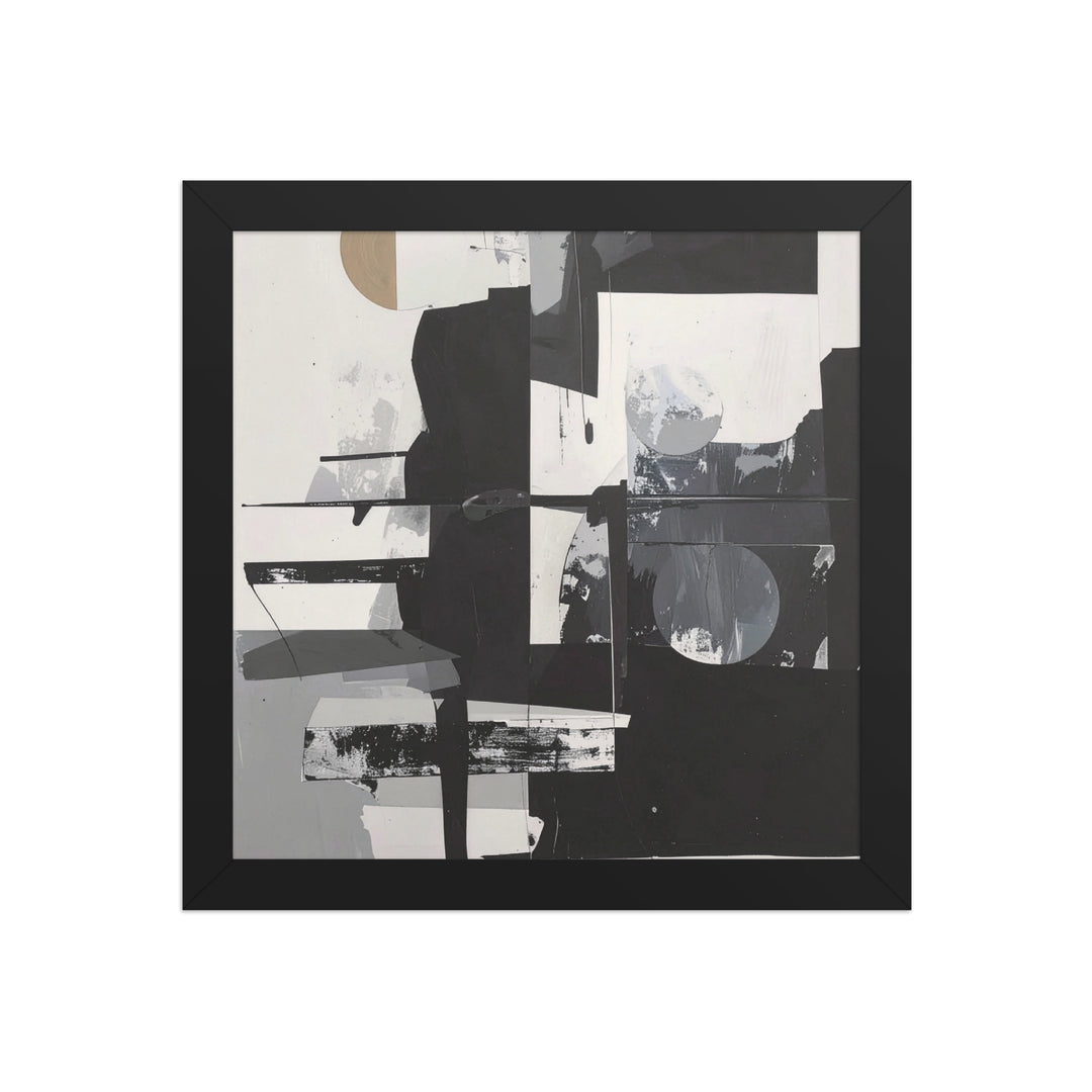 modern geometric wall art black and white framed poster
