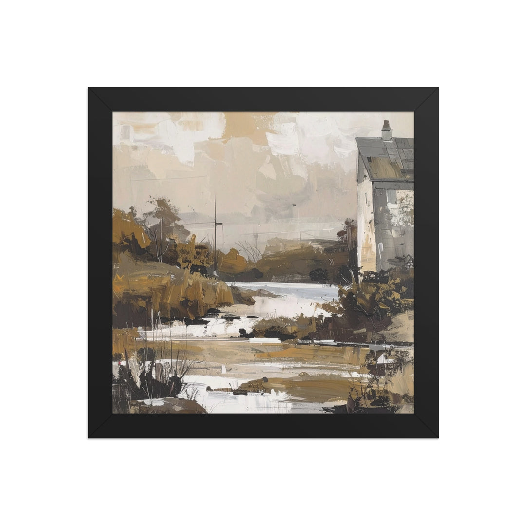 abstract rural landscape wall art brown beige home decor print