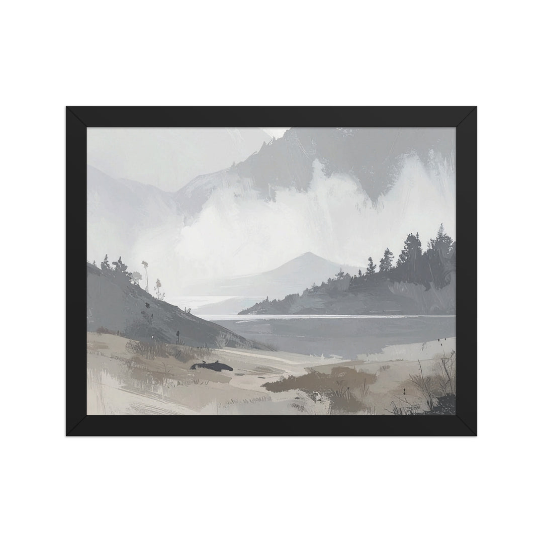 Minimalist mountain landscape framed wall art