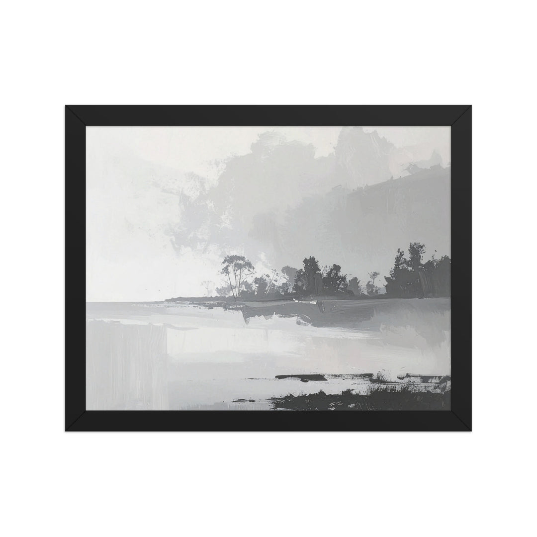 minimalist nature artwork framed lake scenery soft tones