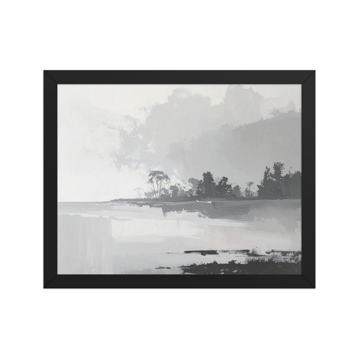 minimalist nature artwork framed lake scenery soft tones