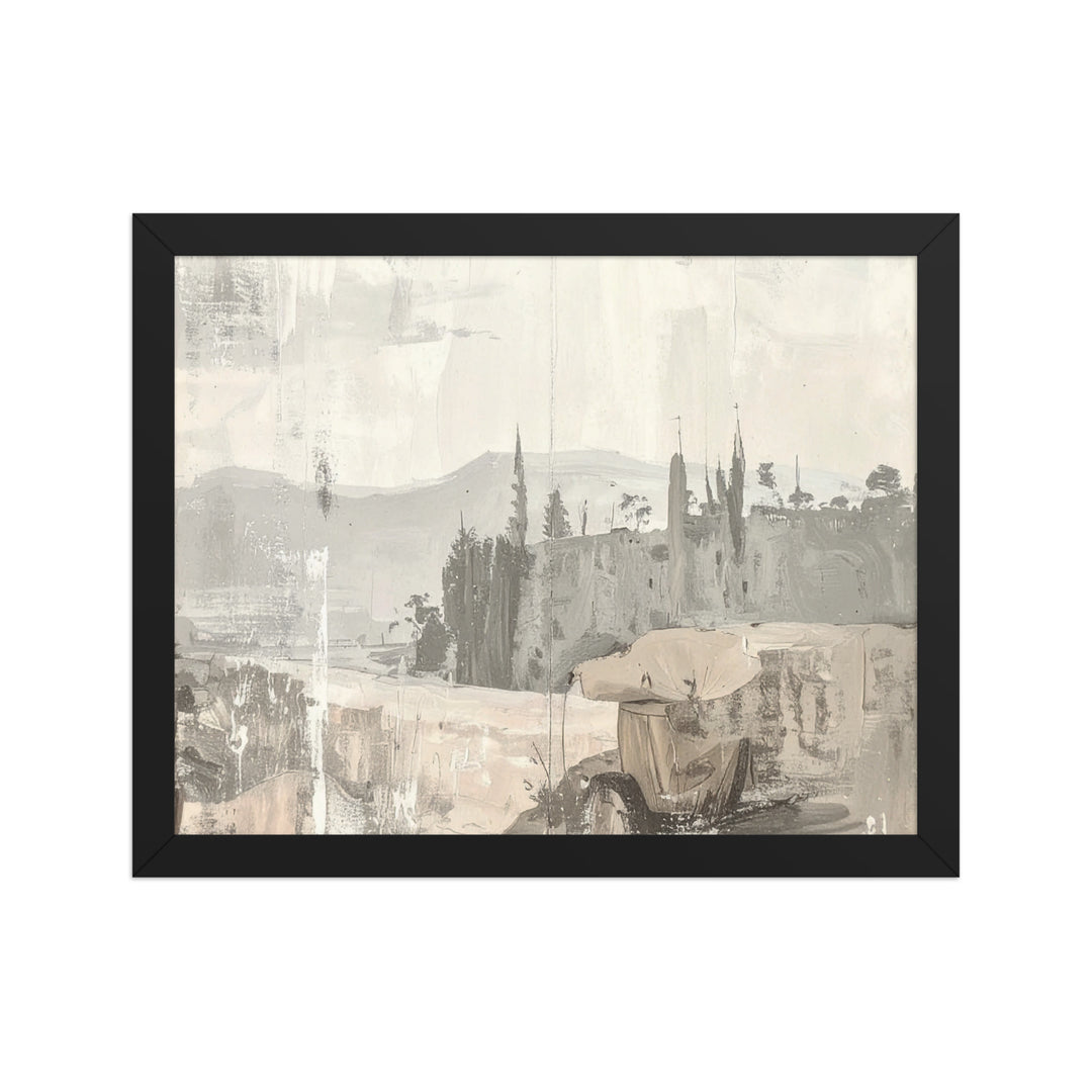 European village wall art neutral tones