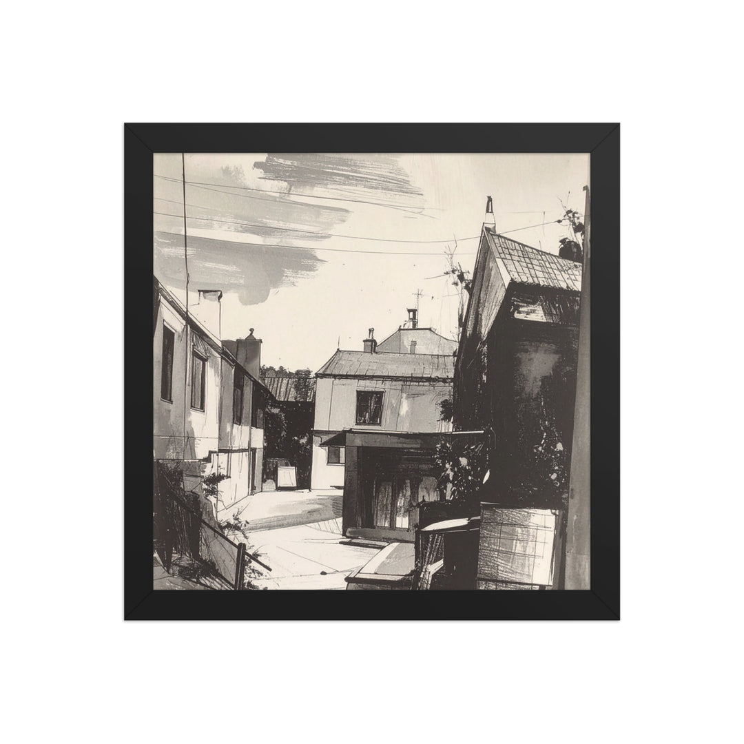 modern cityscape sketch wall decor framed print