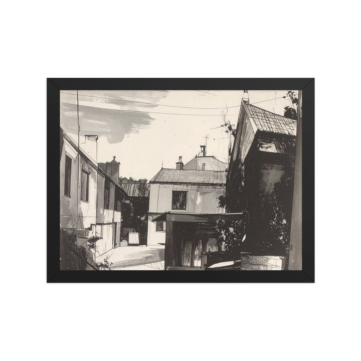 monochrome urban wall art street scene poster
