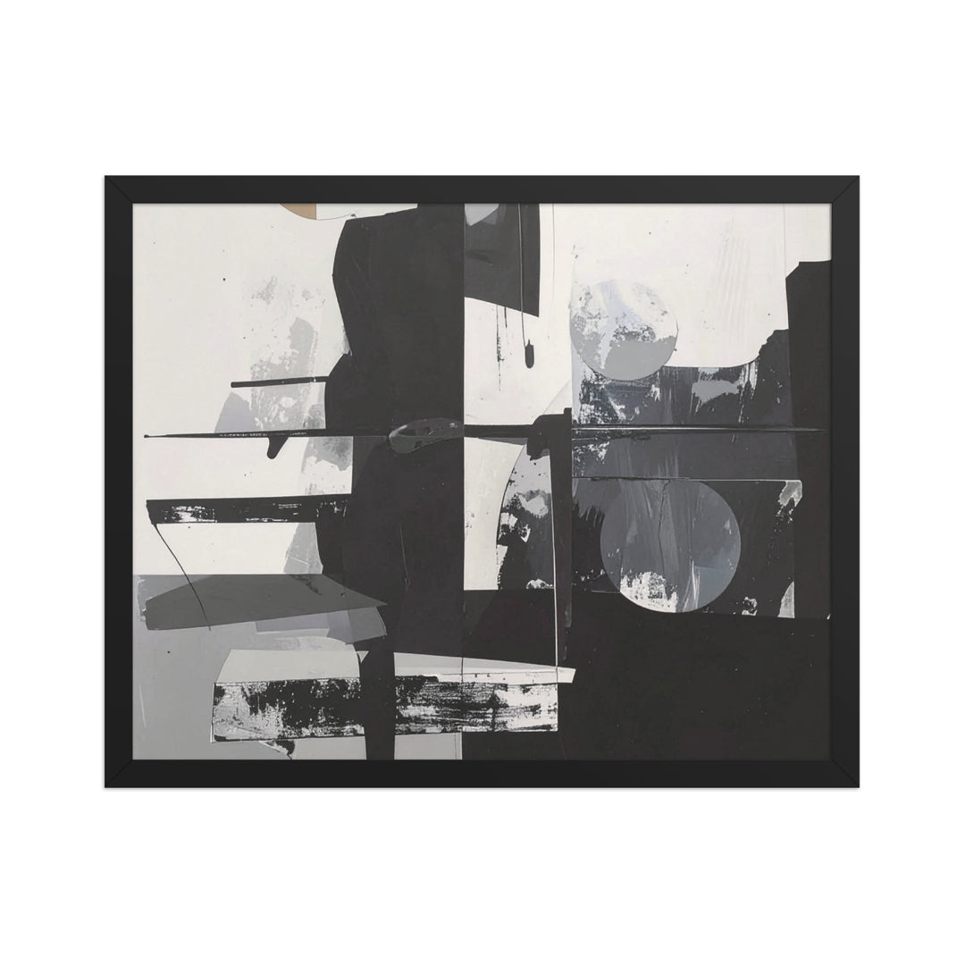 contemporary geometric wall art print black white neutral colors