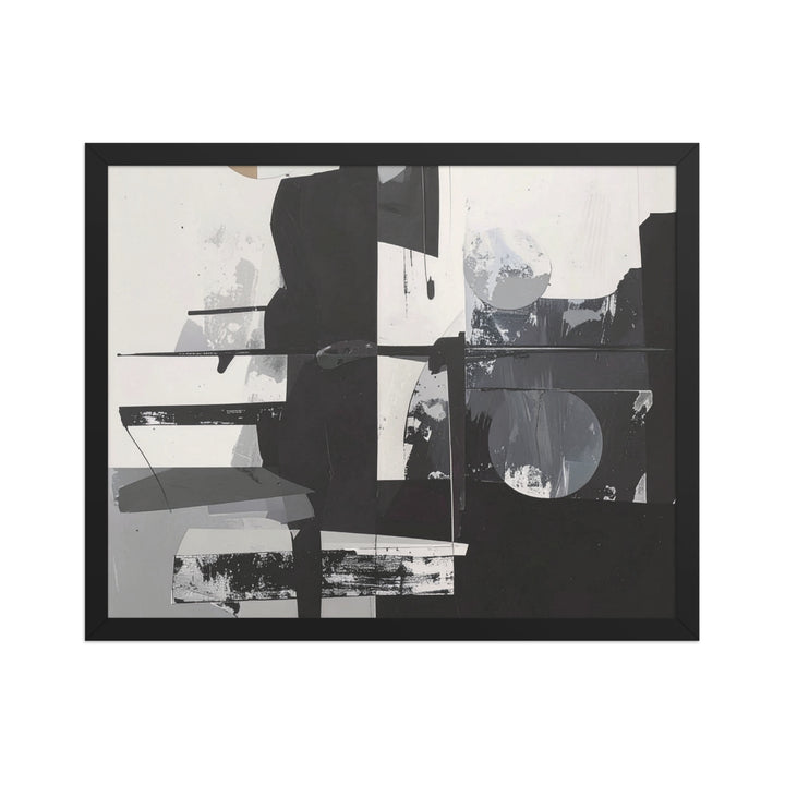 contemporary geometric wall art print black white neutral colors