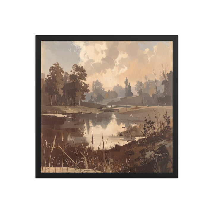 Golden sunset river wall art framed landscape print