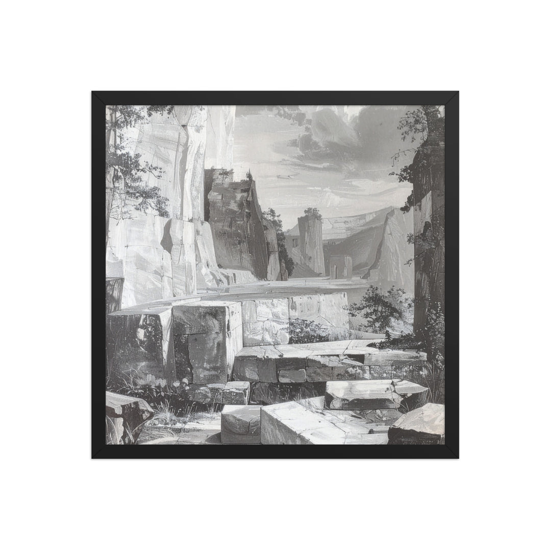 black and white landscape wall art rock formation