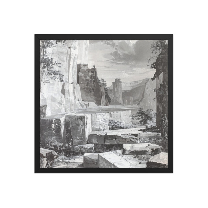 black and white landscape wall art rock formation