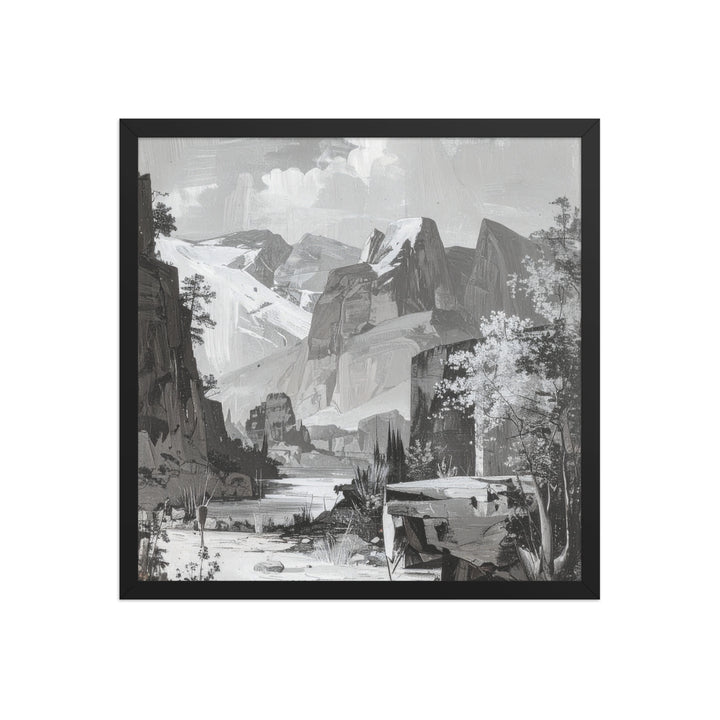 black and white mountain wall art landscape print