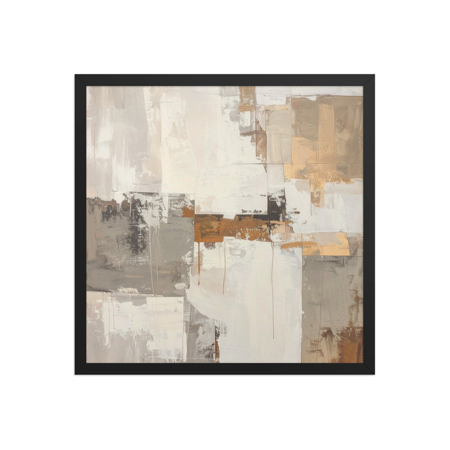 abstract neutral wall art beige brown framed print