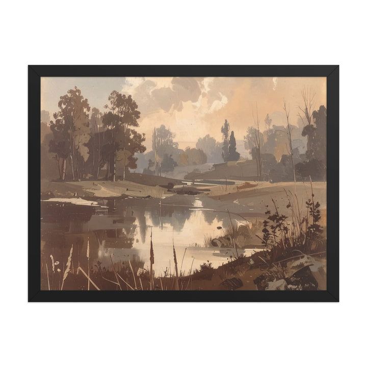 Serene countryside river wall art golden sunset