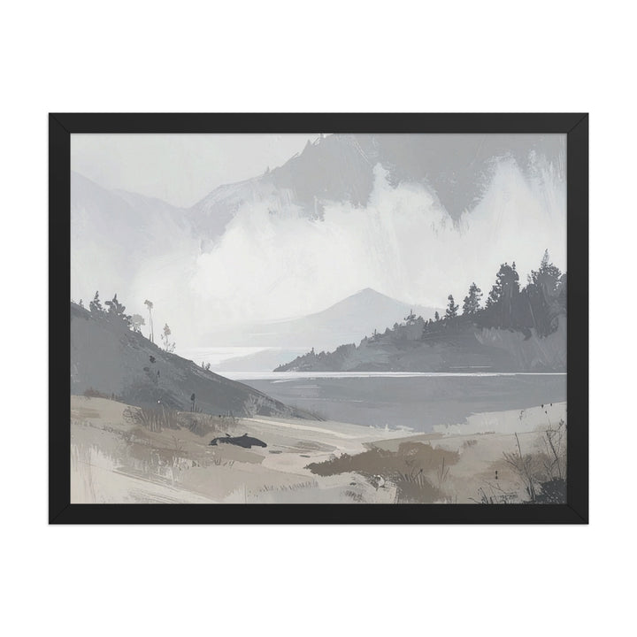 Scenic mountain lake print modern wall decor