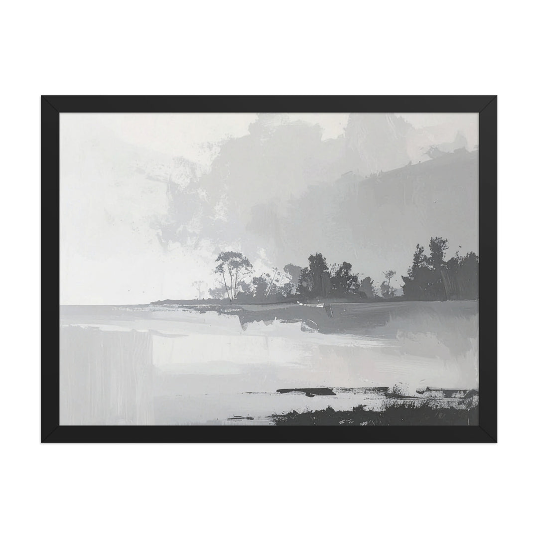 modern neutral wall art lake landscape framed print