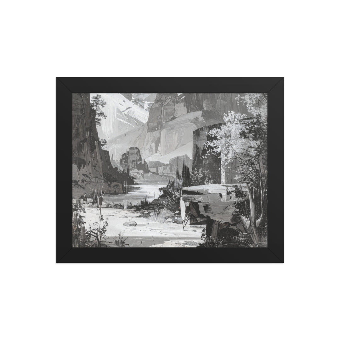 mountain landscape wall art black and white poster