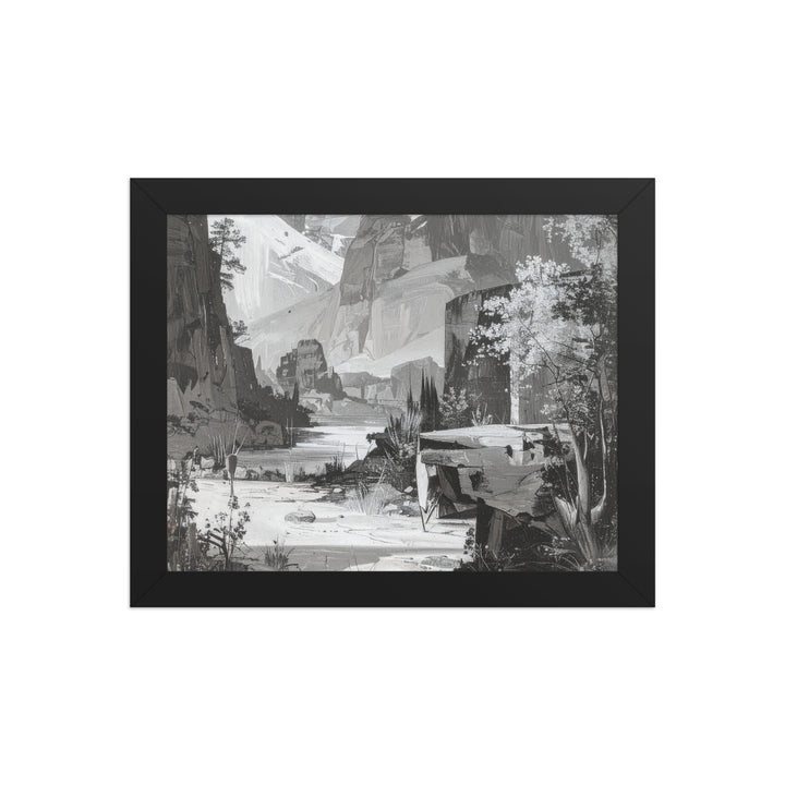 mountain landscape wall art black and white poster