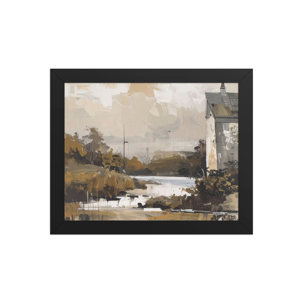 rustic landscape wall art neutral beige countryside framed poster