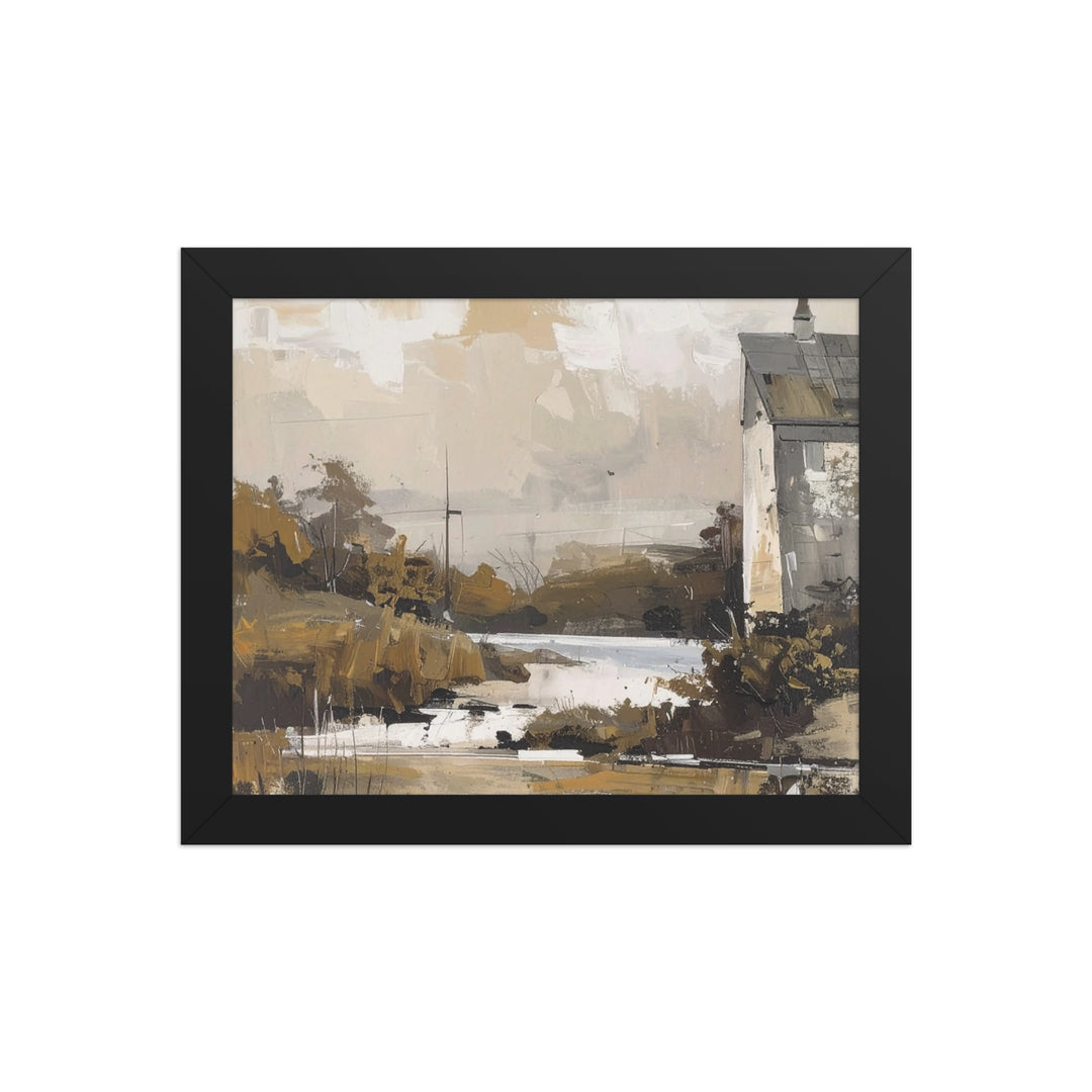 rustic landscape wall art neutral beige countryside framed poster