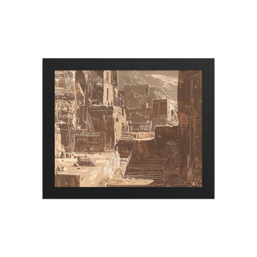 vintage sepia wall art print old town cityscape
