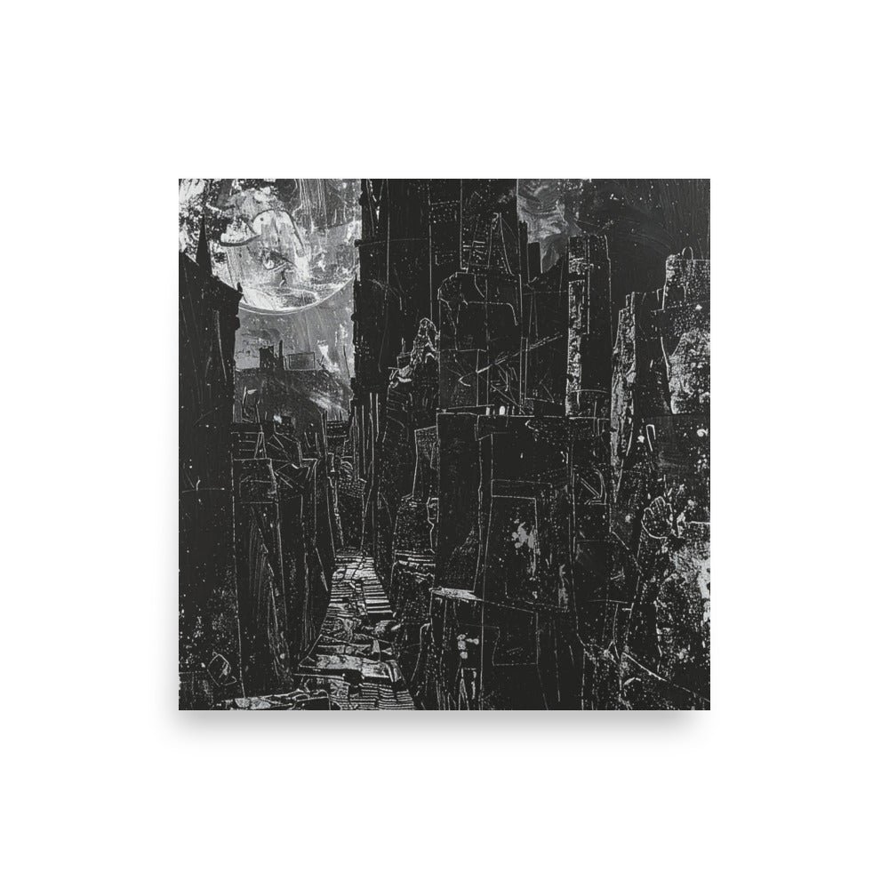 black and white city wall art urban poster