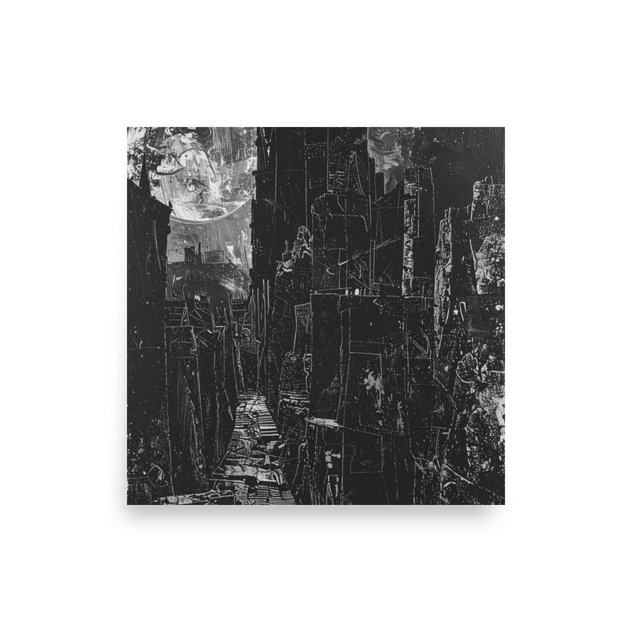 black and white city wall art urban poster