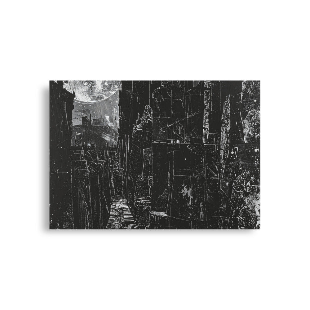 dark fantasy cityscape wall art moonlight scene