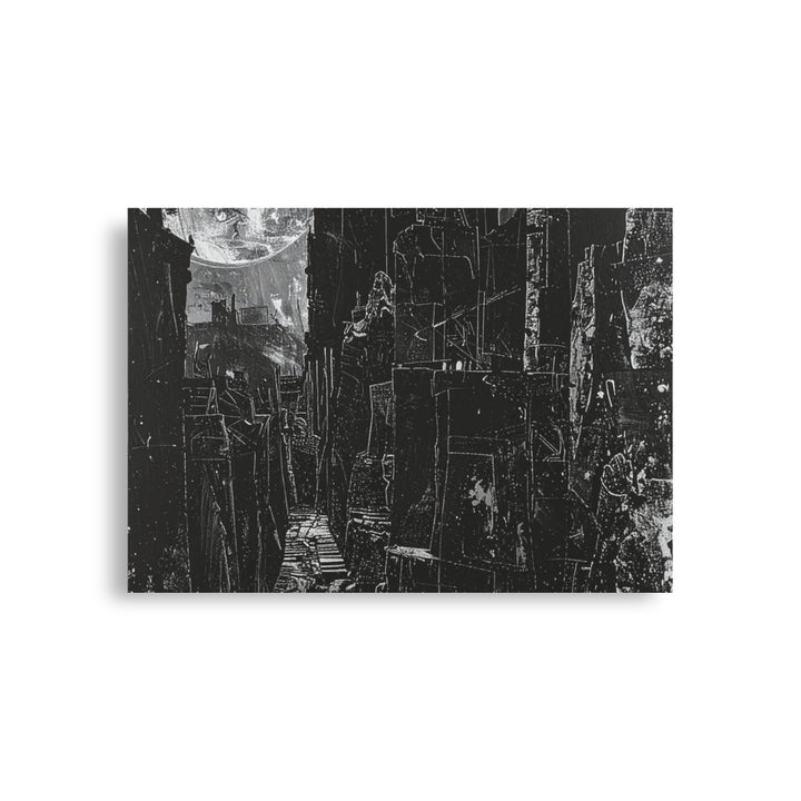 dark fantasy cityscape wall art moonlight scene